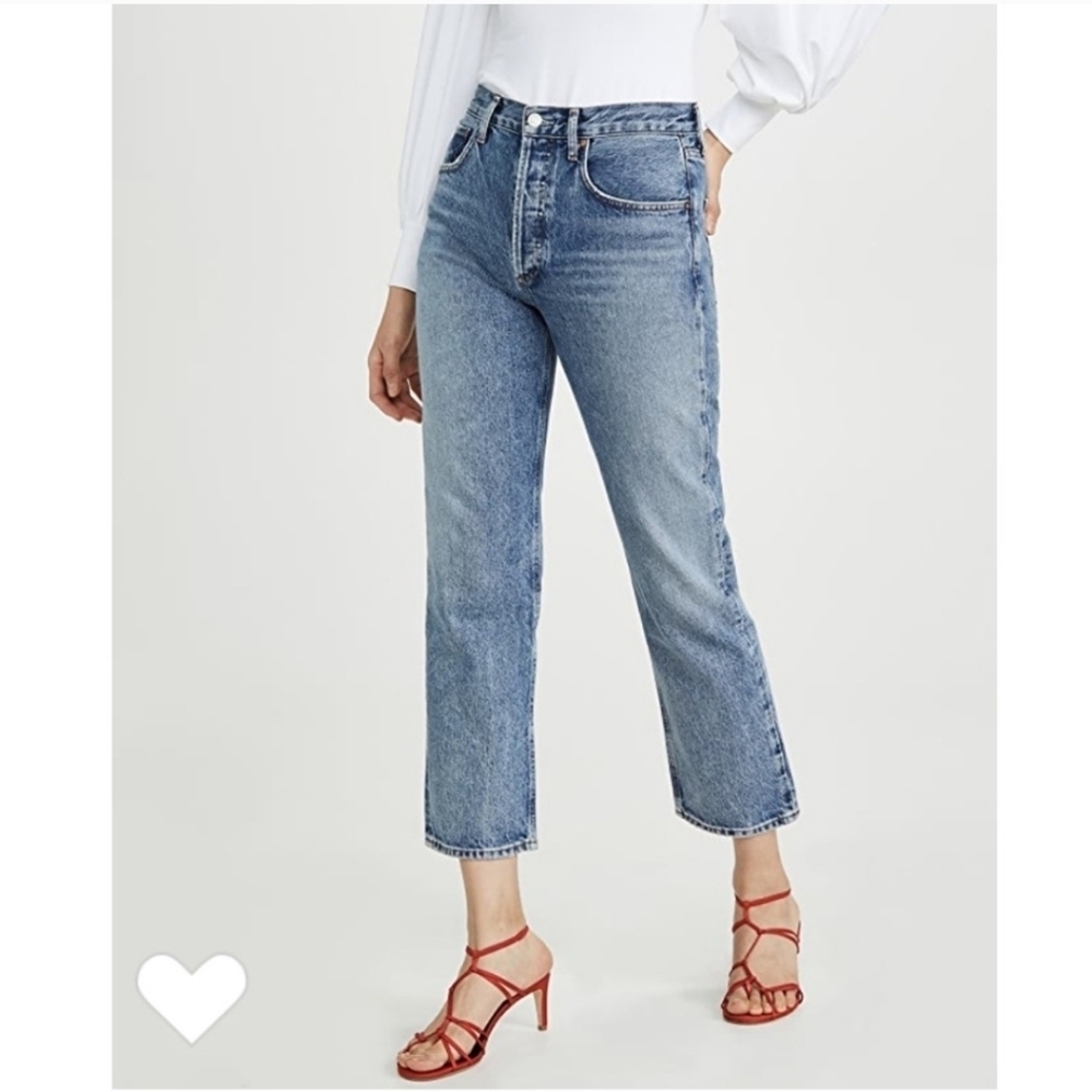 Agolde Ripley Mid Rise Straight Jeans In Forfeit Size 25